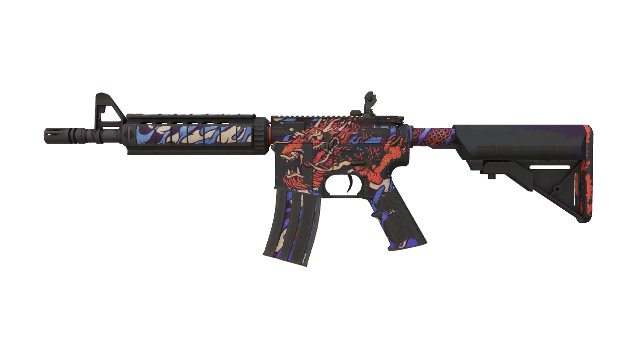 M4A4 | 龍王 (Dragon King) (Battle-Scarred) — Dust II light, front