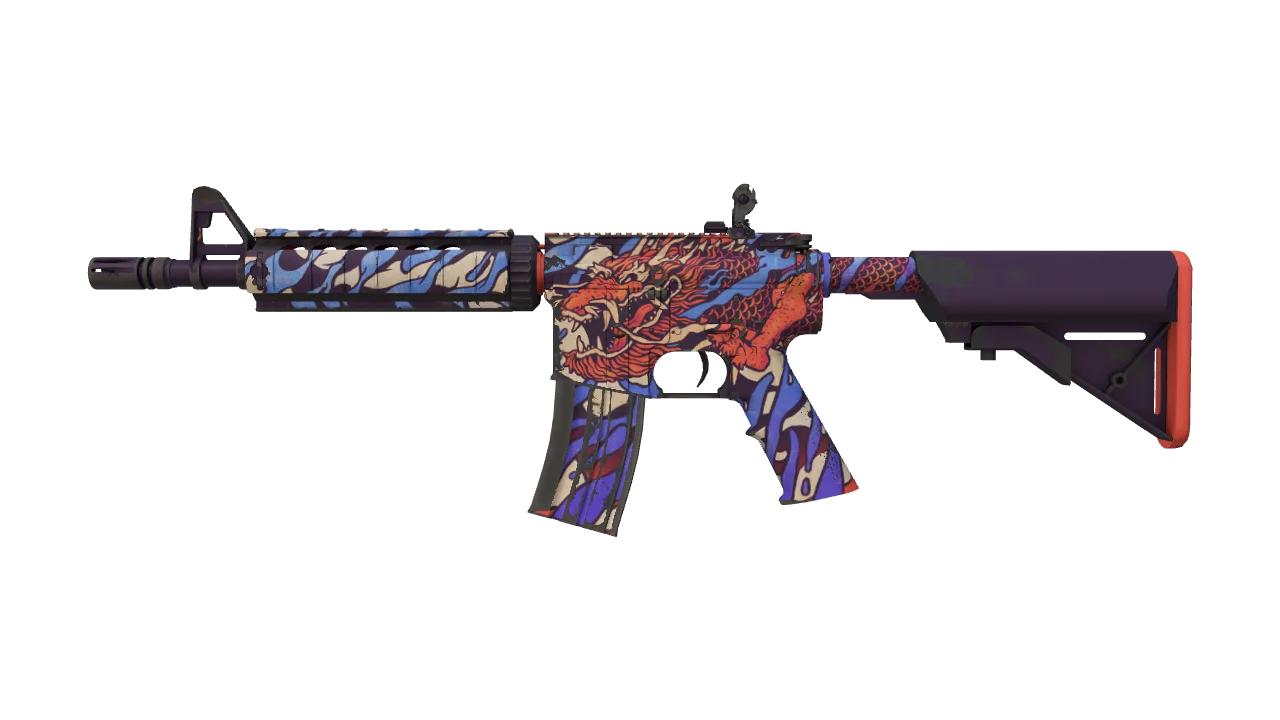 M4A4 | 龍王 (Dragon King) (Minimal Wear) — Dust II light, front