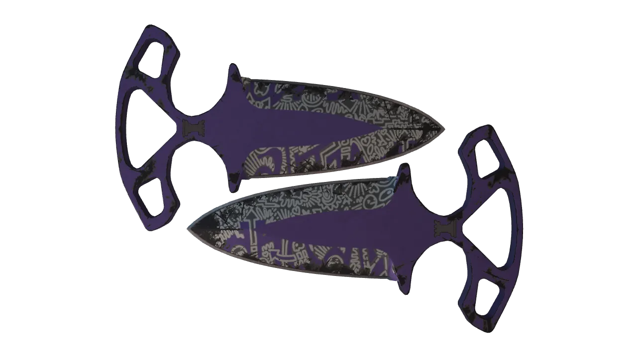 StatTrak™ ★ Shadow Daggers | Freehand (Battle-Scarred) — Dust II light, front