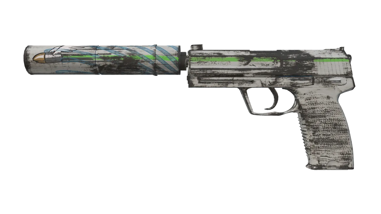 USP-S | Road Rash (Minimal Wear) — Dust II light, front