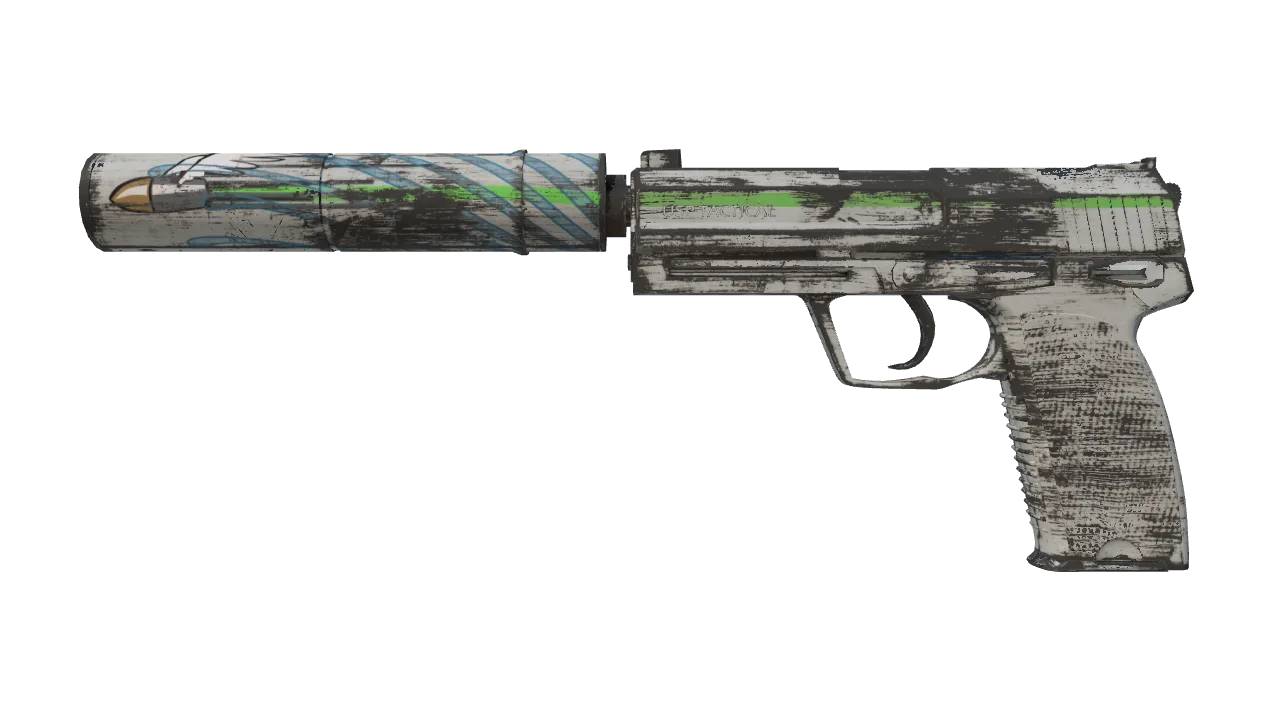 USP-S | Road Rash (Well-Worn) — Dust II light, front