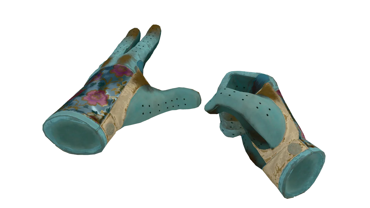 ★ Driver Gloves | Brocade Flowers (Battle-Scarred) — Dust II light, front