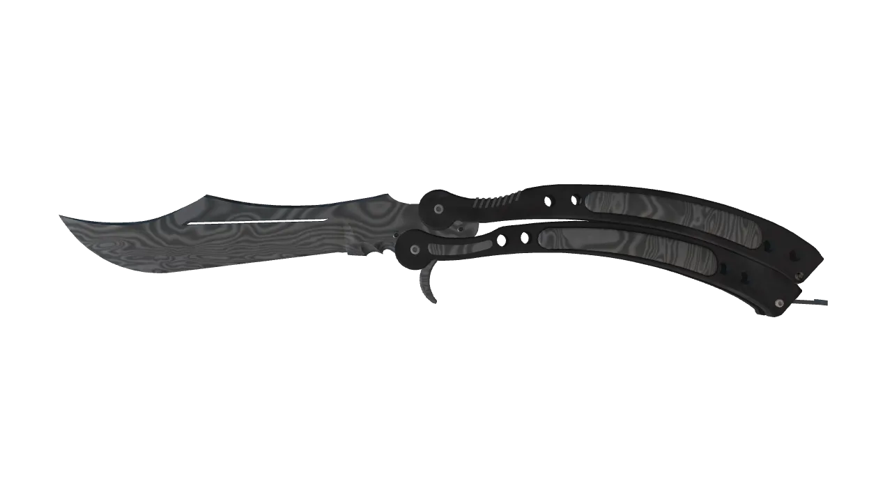 ★ Butterfly Knife | Damascus Steel (Battle-Scarred) — Dust II light, front
