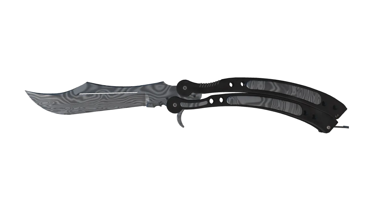 ★ Butterfly Knife | Damascus Steel (Factory New) — Dust II light, front