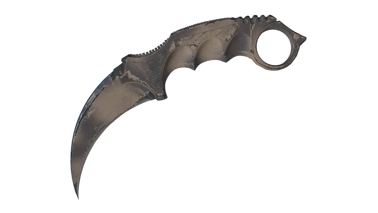 StatTrak™ ★ Karambit | Scorched (Well-Worn) — Dust II light, front