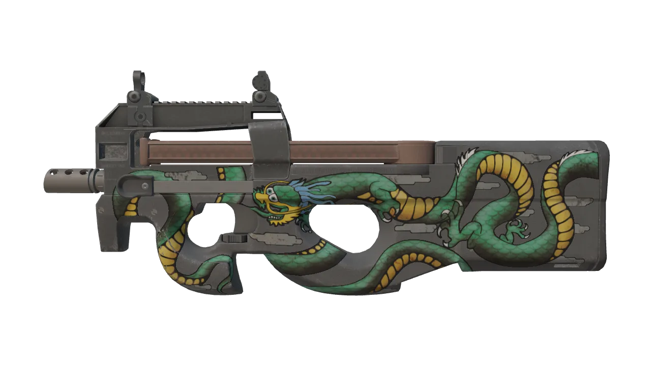 P90 | Emerald Dragon (Factory New) — Dust II light, front