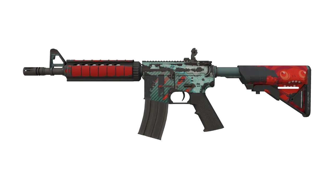 M4A4 | Bullet Rain (Well-Worn) — Dust II light, front