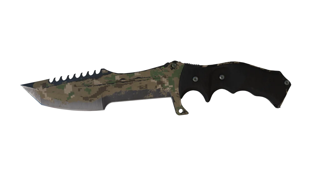 ★ Huntsman Knife | Forest DDPAT (Well-Worn) — Dust II light, front