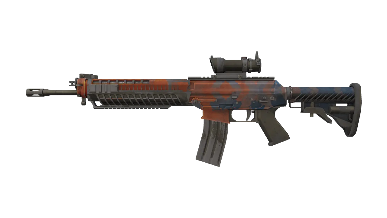 SG 553 | Danger Close (Battle-Scarred) — Dust II light, front