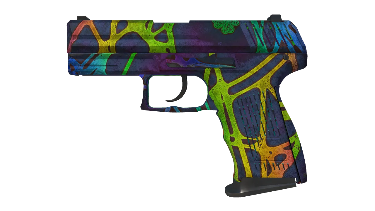 StatTrak™ P2000 | Acid Etched (Battle-Scarred) — Dust II light, front