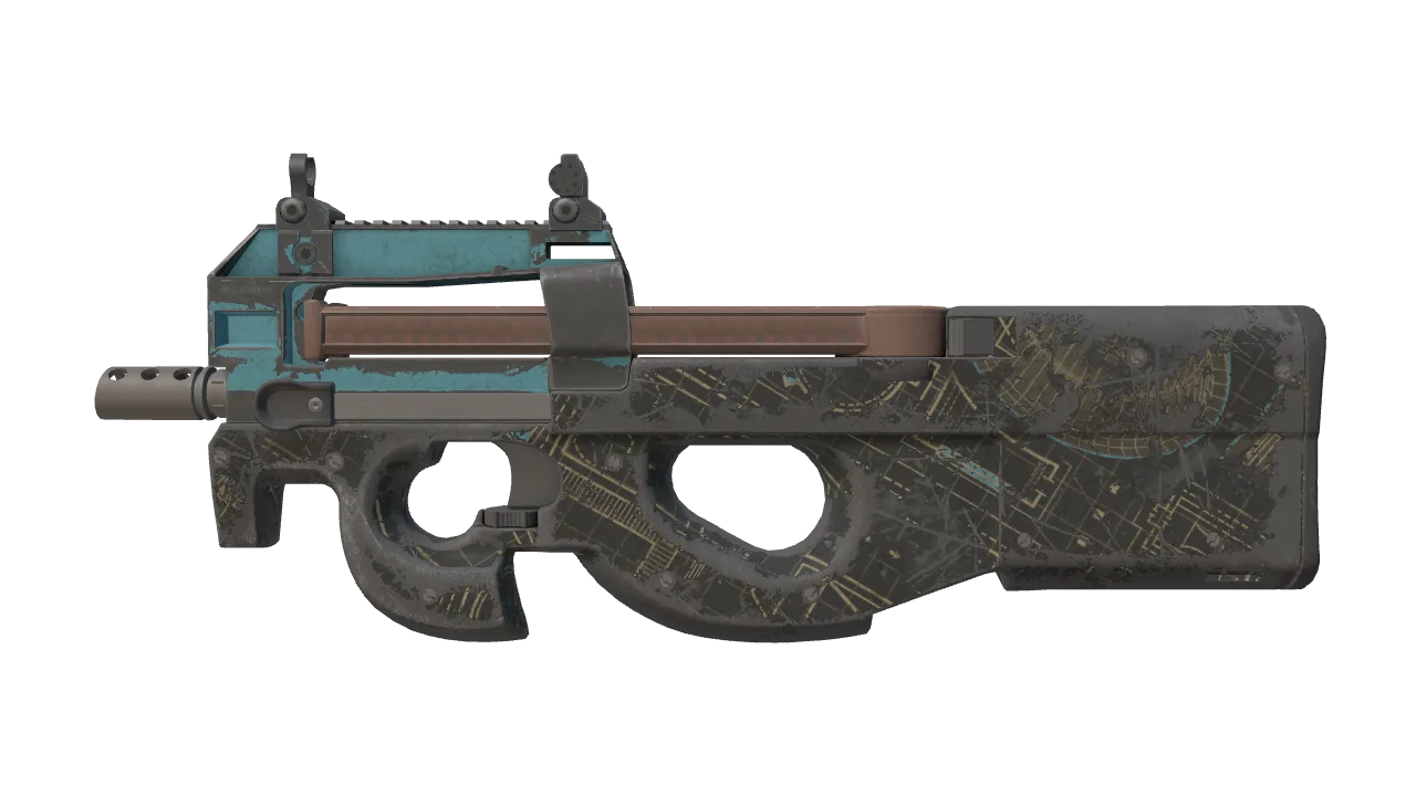 P90 | Facility Negative (Battle-Scarred) — Dust II light, front