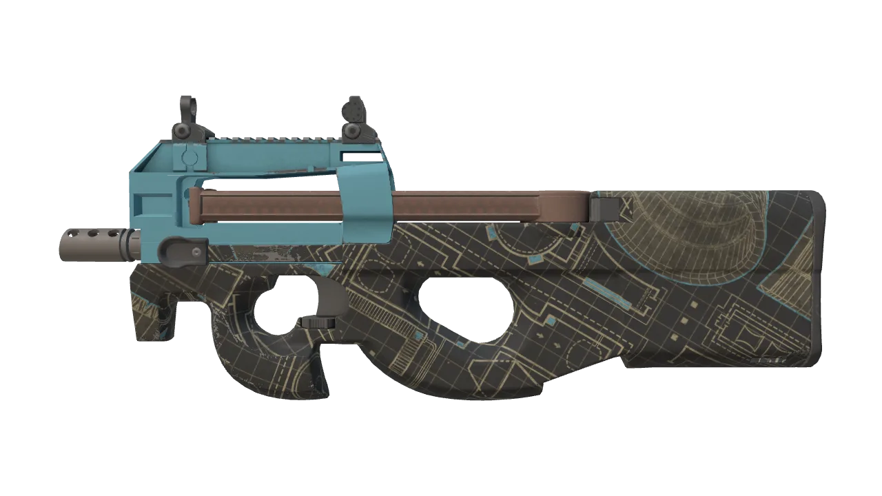 Souvenir P90 | Facility Negative (Factory New) — Dust II light, front