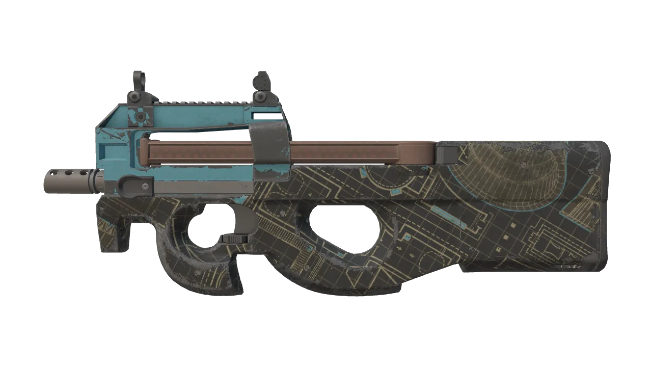 Souvenir P90 | Facility Negative (Field-Tested) — Dust II light, front