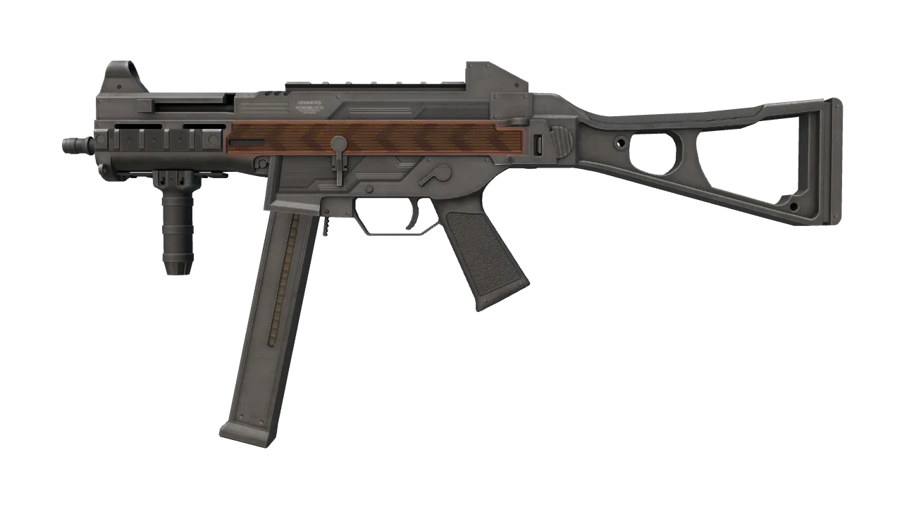 UMP-45 | Roadblock (Well-Worn) — Dust II light, front