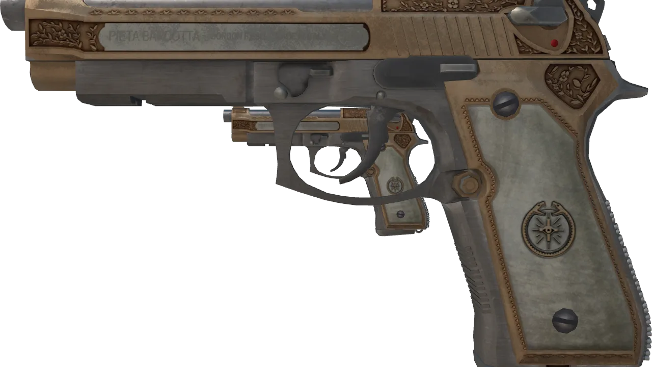 Dual Berettas | Cartel (Battle-Scarred) — Dust II light, front