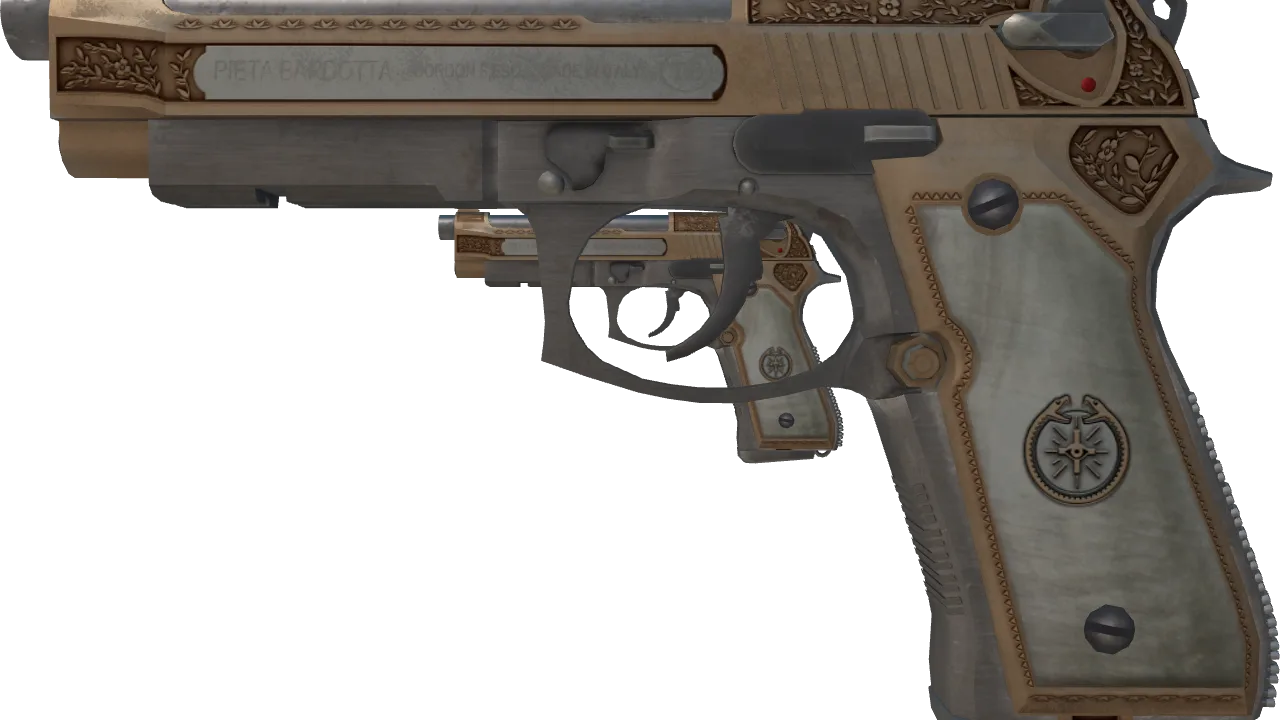 Souvenir Dual Berettas | Cartel (Well-Worn) — Dust II light, front