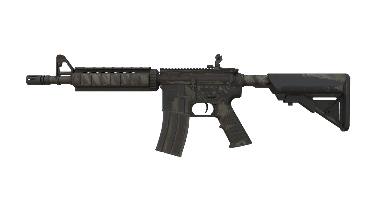 M4A4 | Faded Zebra (Battle-Scarred) — Dust II light, front