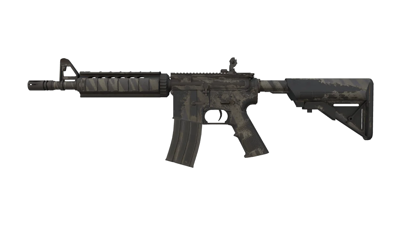 M4A4 | Faded Zebra (Well-Worn) — Dust II light, front