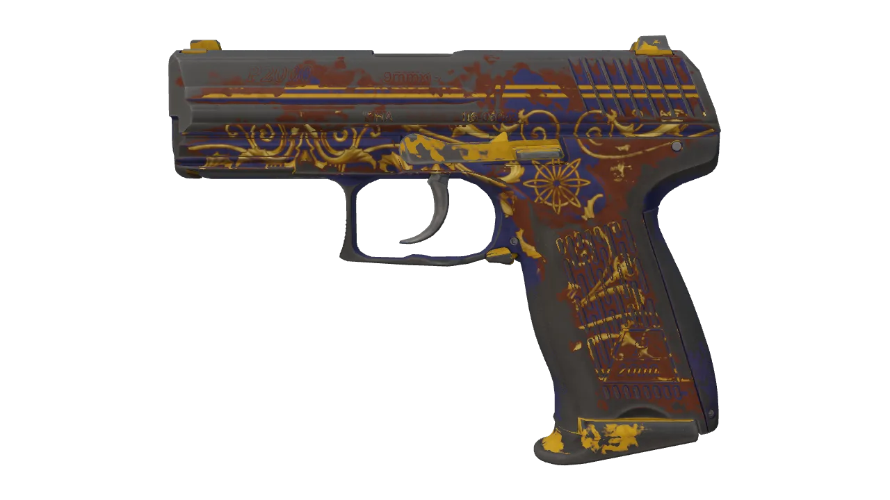 P2000 | Royal Baroque (Well-Worn) — Dust II light, front