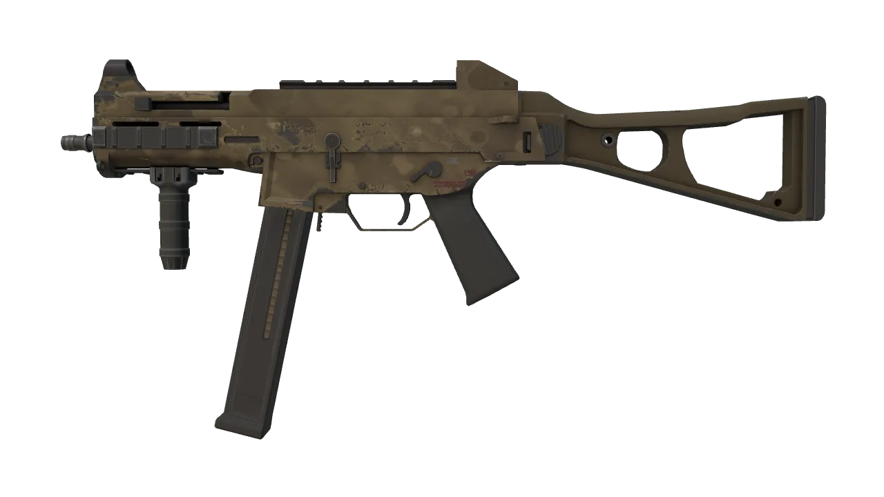 UMP-45 | Mudder (Field-Tested) — Dust II light, front