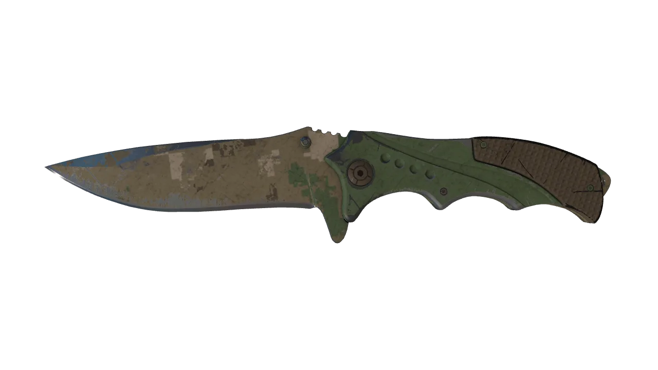 ★ Nomad Knife | Forest DDPAT (Battle-Scarred) — Dust II light, front