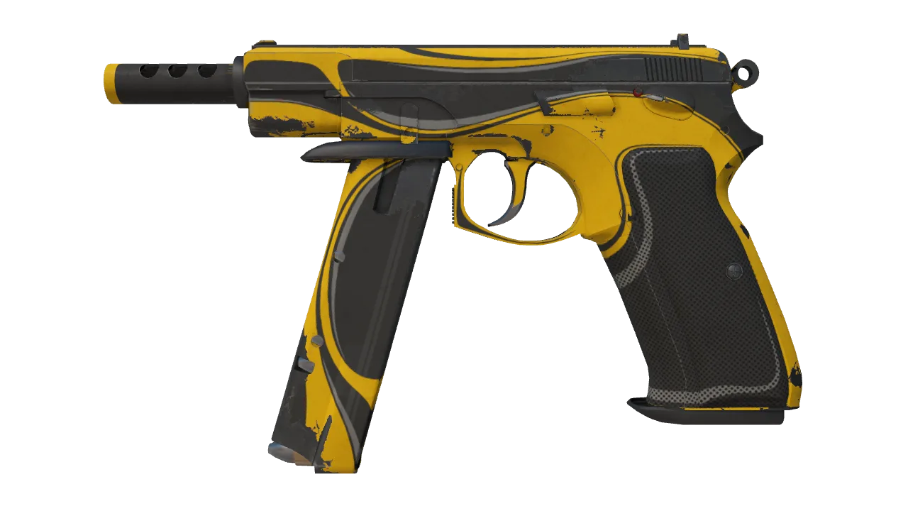 StatTrak™ CZ75-Auto | Yellow Jacket (Battle-Scarred) — Dust II light, front