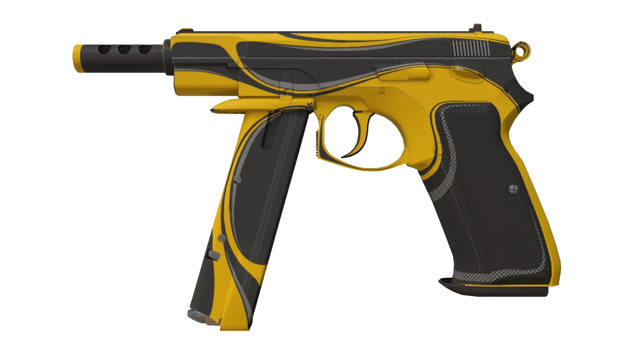 StatTrak™ CZ75-Auto | Yellow Jacket (Minimal Wear) — Dust II light, front