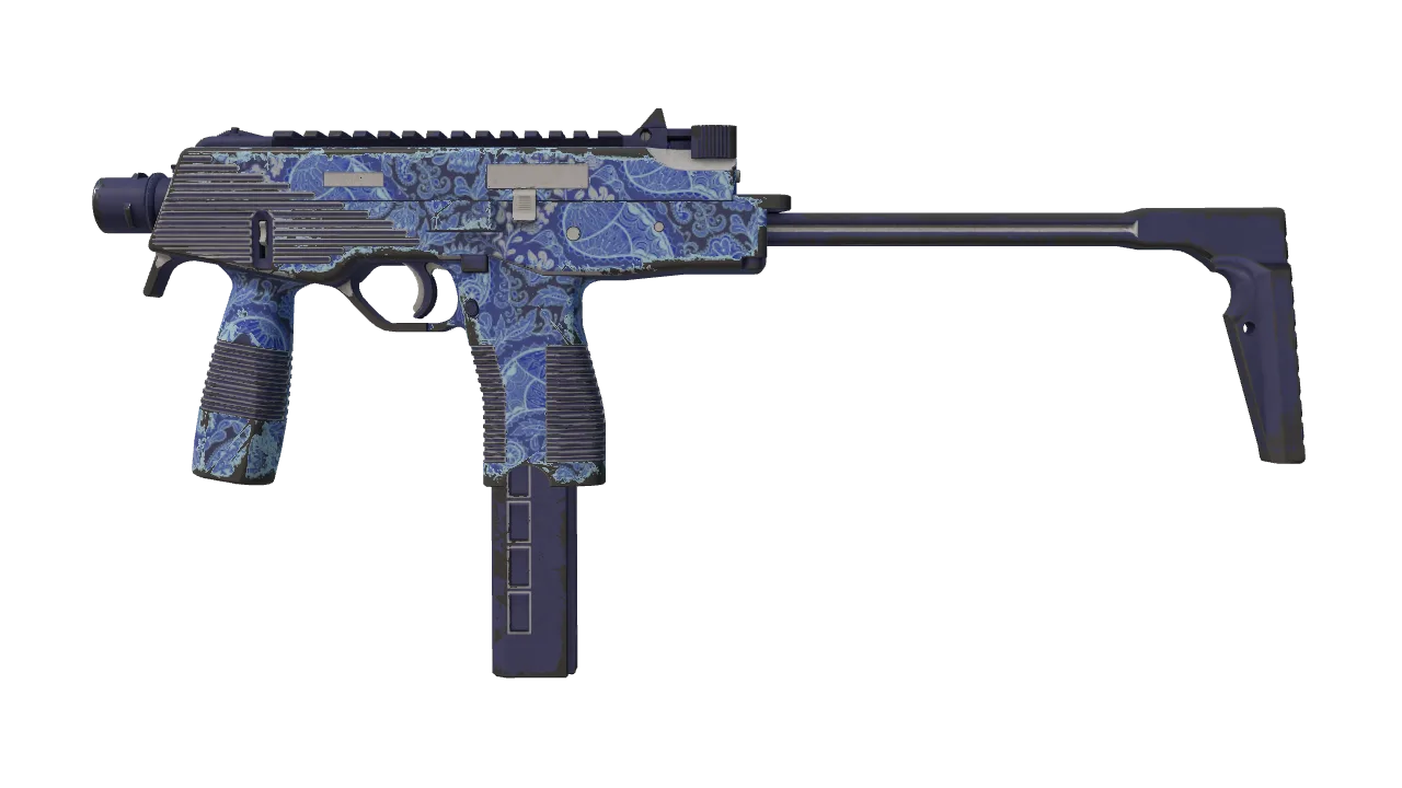 MP9 | Cobalt Paisley (Field-Tested) — Dust II light, front