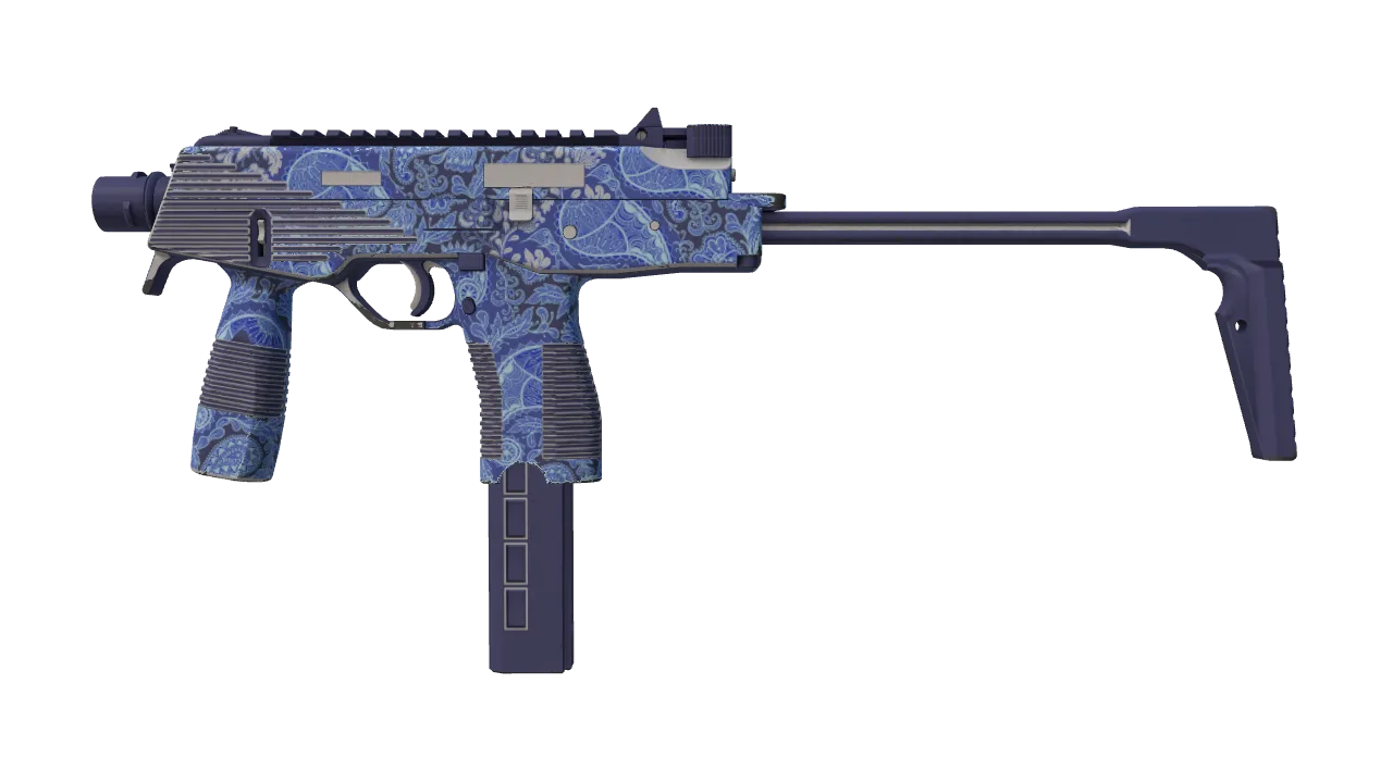 MP9 | Cobalt Paisley (Minimal Wear) — Dust II light, front