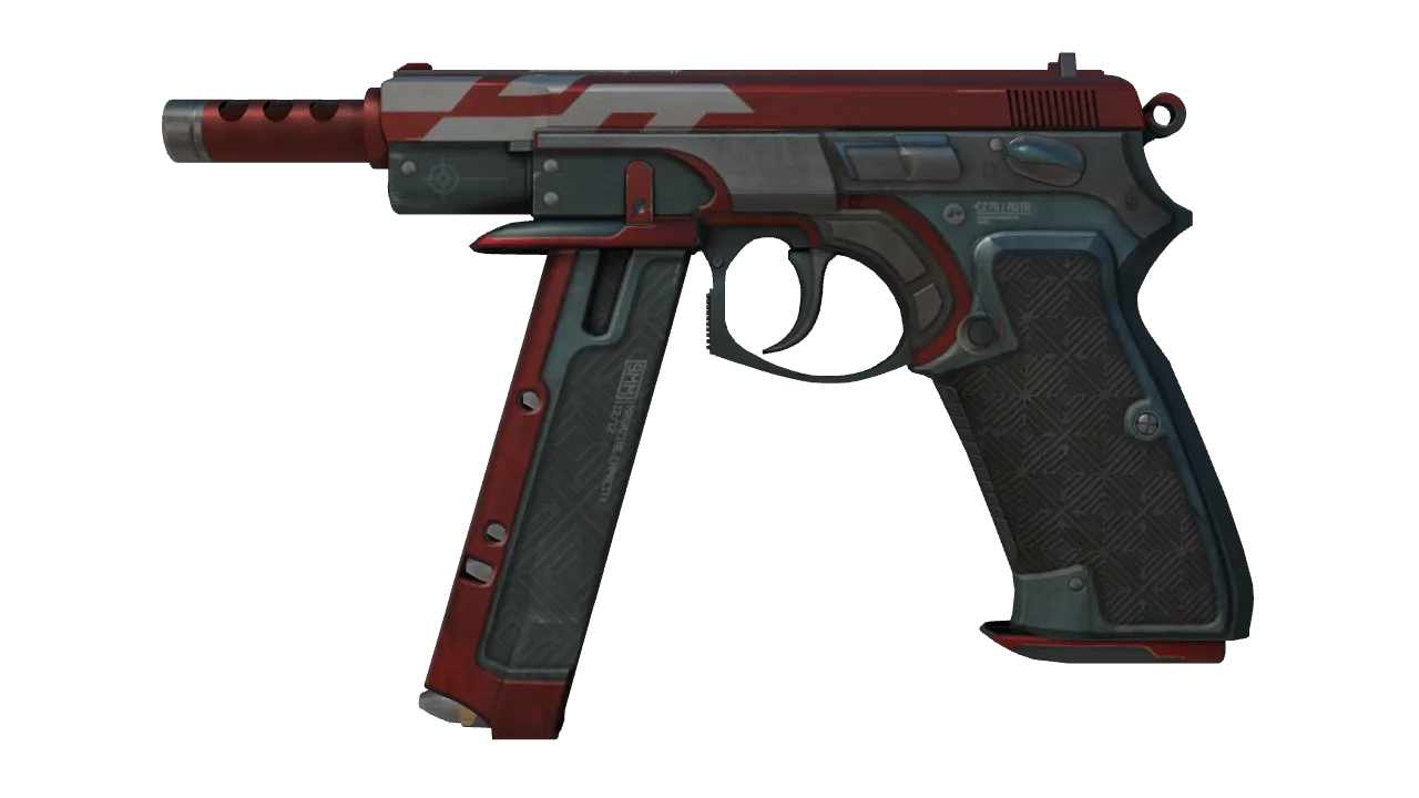 CZ75-Auto | Red Astor (Field-Tested) — Dust II light, front