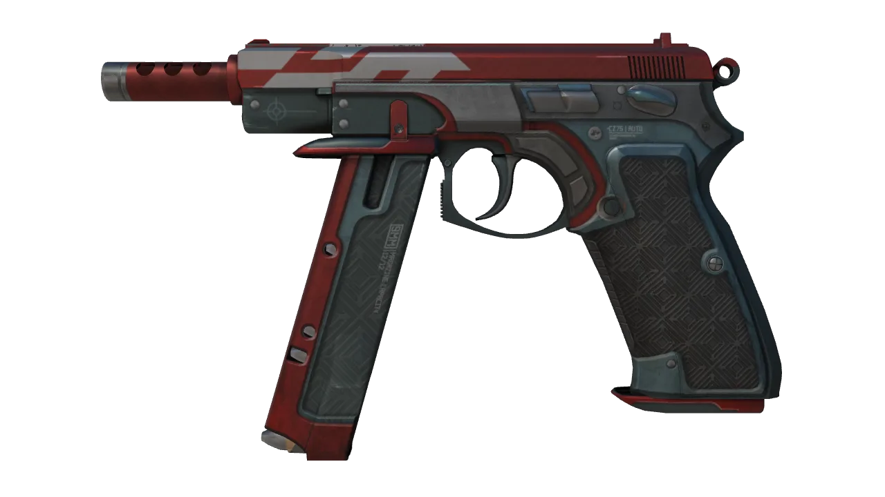 CZ75-Auto | Red Astor (Minimal Wear) — Dust II light, front