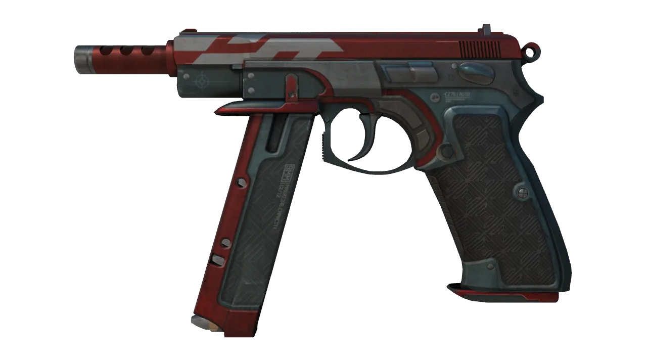CZ75-Auto | Red Astor (Well-Worn) — Dust II light, front