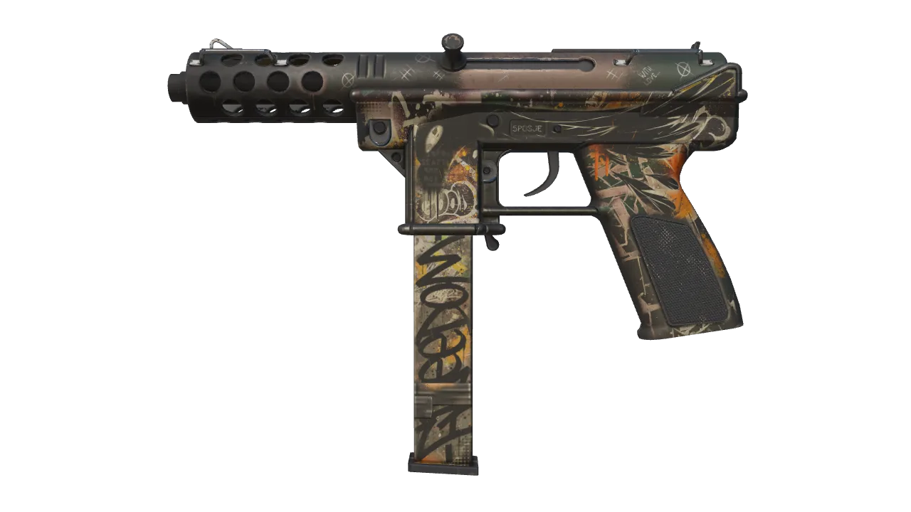 StatTrak™ Tec-9 | Rebel (Well-Worn) — Dust II light, front