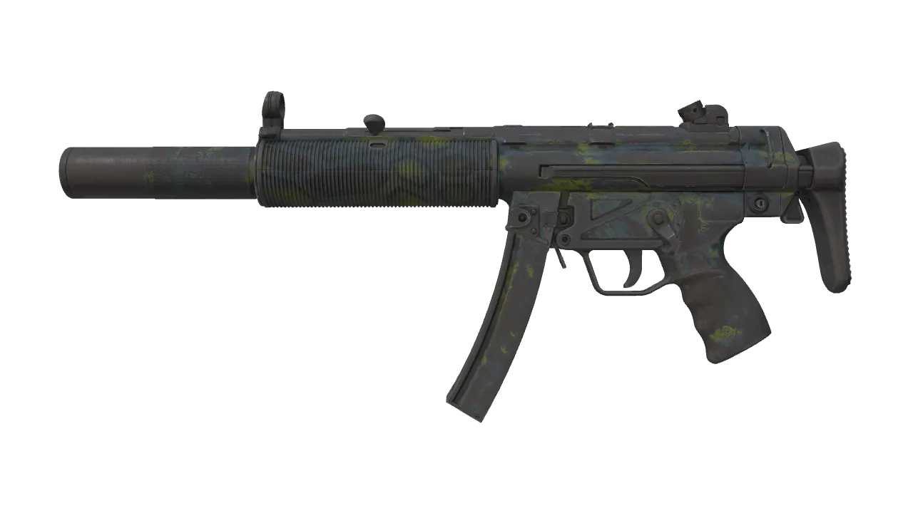 Souvenir MP5-SD | Lime Hex (Battle-Scarred) — Dust II light, front