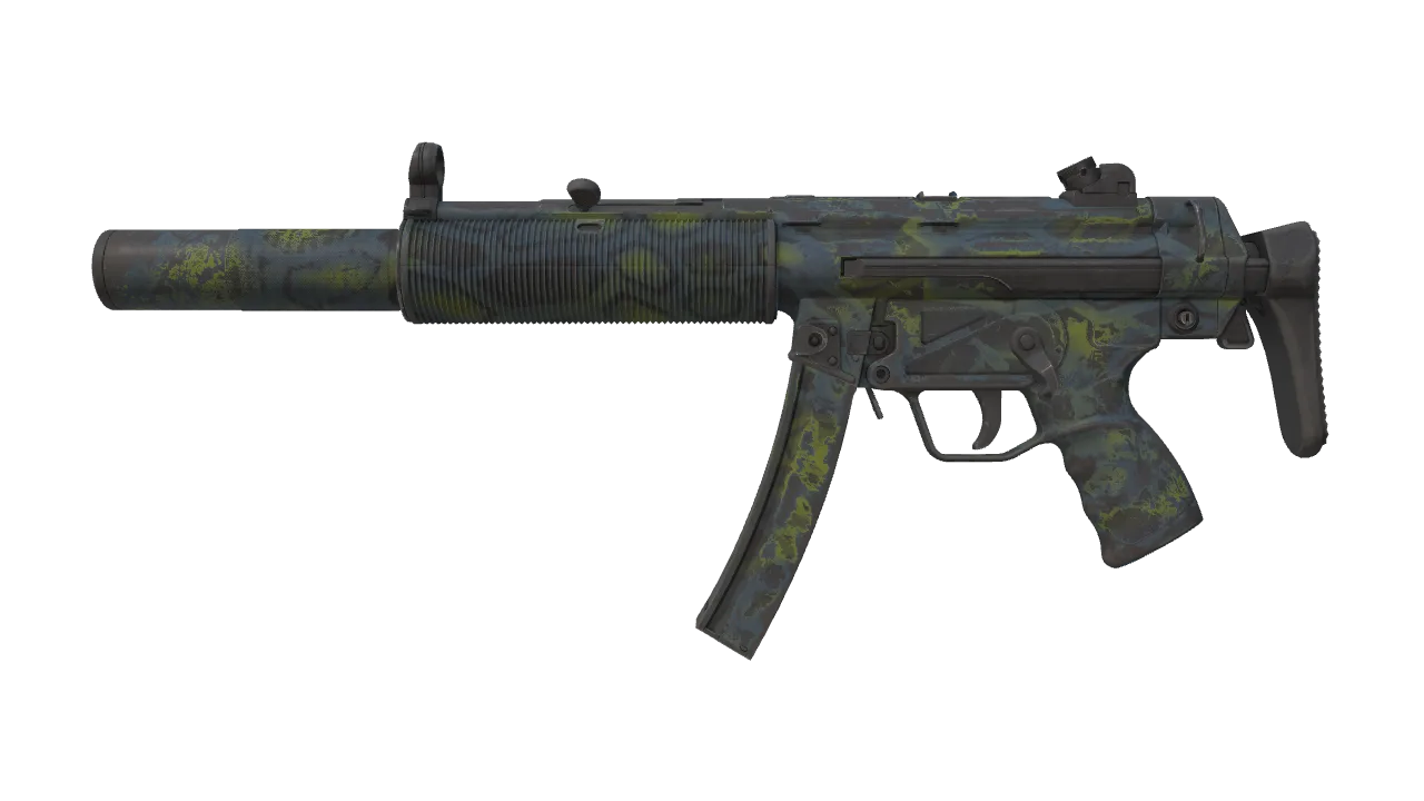 Souvenir MP5-SD | Lime Hex (Well-Worn) — Dust II light, front