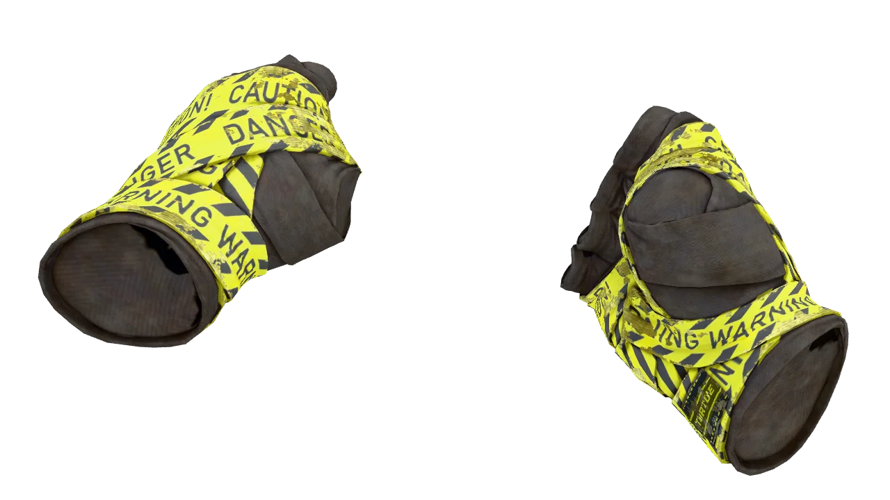 ★ Hand Wraps | CAUTION! (Battle-Scarred) — Dust II light, front