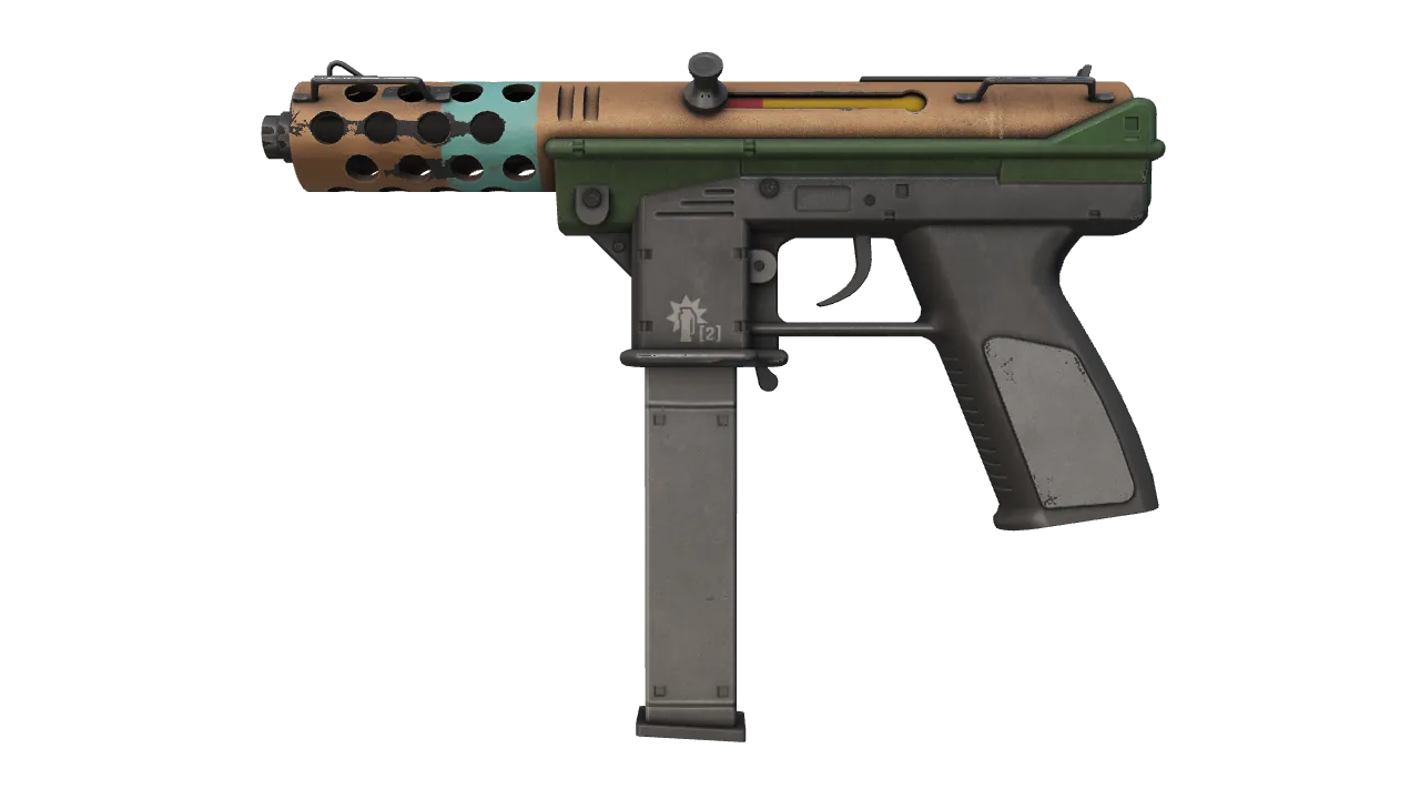 Souvenir Tec-9 | Flash Out (Field-Tested) — Dust II light, front
