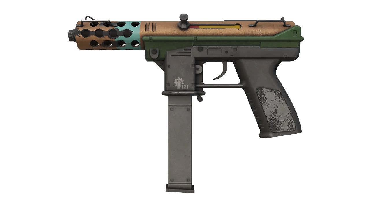 Souvenir Tec-9 | Flash Out (Well-Worn) — Dust II light, front