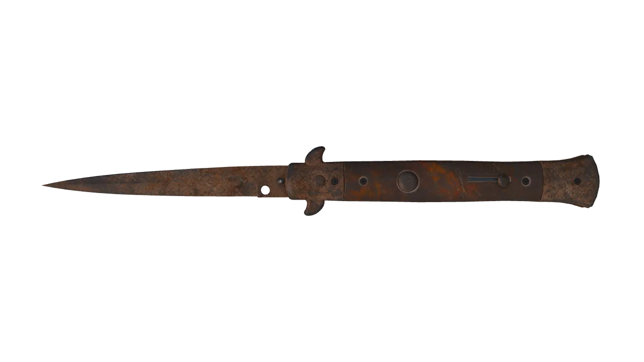 StatTrak™ ★ Stiletto Knife | Rust Coat (Battle-Scarred) — Dust II light, front