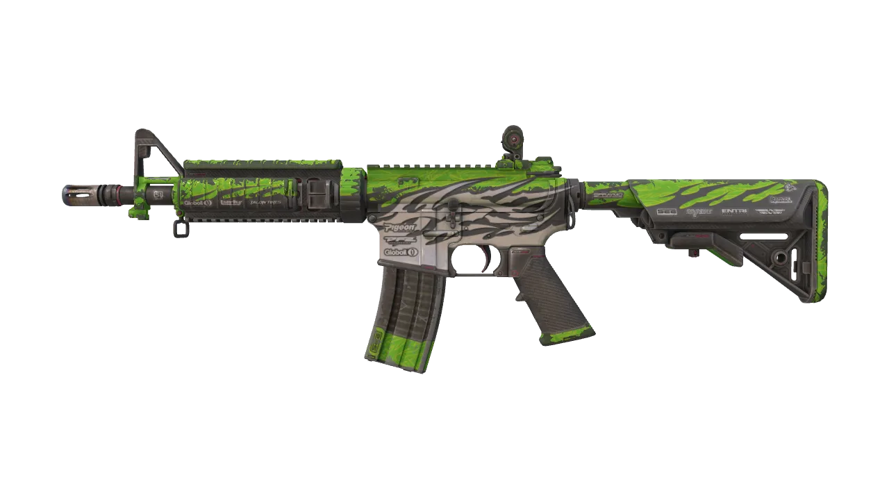 StatTrak™ M4A4 | Full Throttle (Well-Worn) — Dust II light, front
