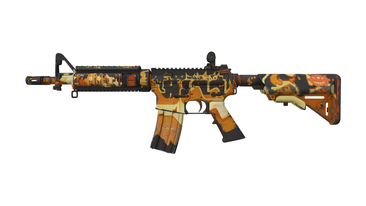 M4A4 | Hellish (Well-Worn) — Dust II light, front