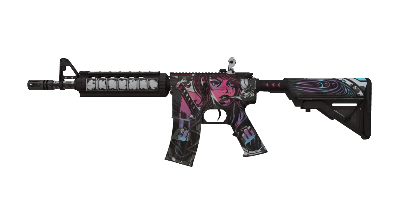 M4A4 | Neo-Noir (Battle-Scarred) — Dust II light, front