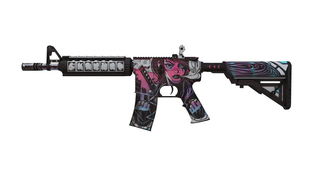 M4A4 | Neo-Noir (Minimal Wear) — Dust II light, front