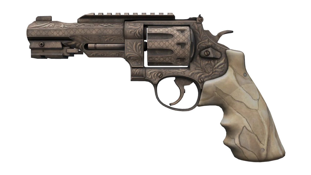 R8 Revolver | Inlay (Well-Worn) — Dust II light, front