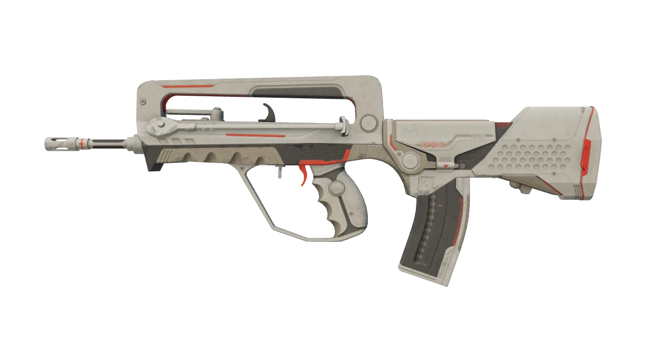 FAMAS | Mecha Industries (Well-Worn) — Dust II light, front