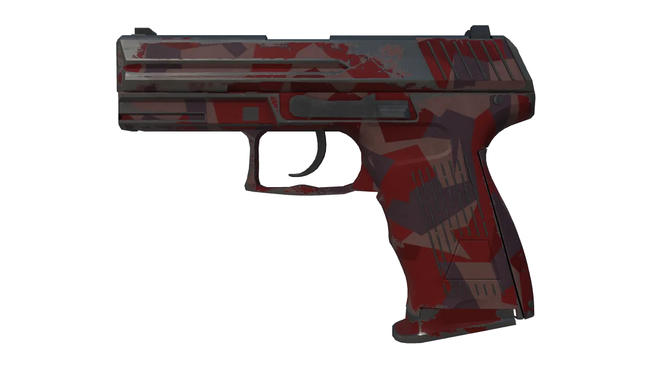 P2000 | Red FragCam (Well-Worn) — Dust II light, front