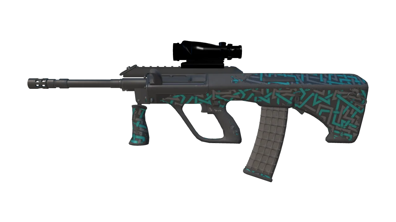 AUG | Ricochet (Well-Worn) — Dust II light, front