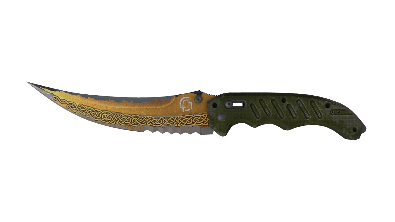 ★ Flip Knife | Lore (Battle-Scarred) — Dust II light, front