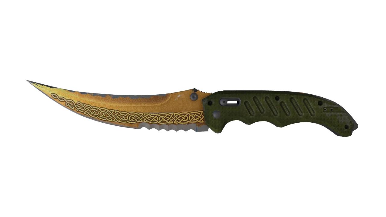 ★ Flip Knife | Lore (Well-Worn) — Dust II light, front