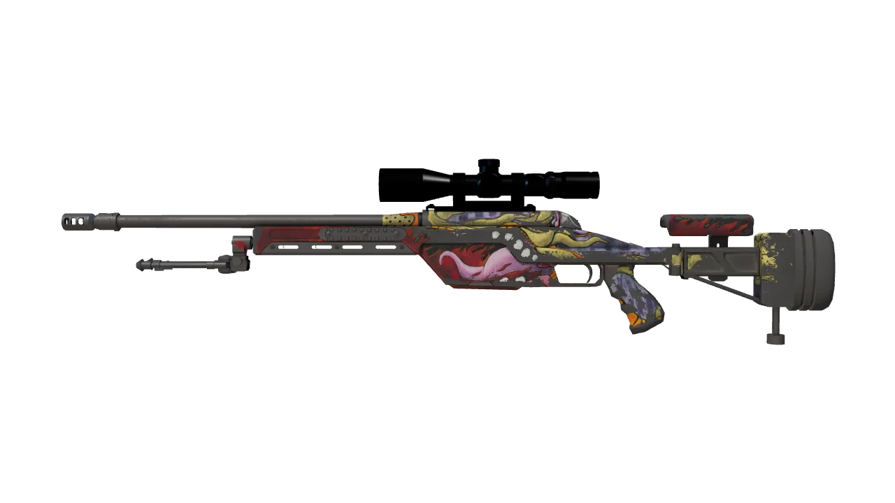 StatTrak™ SSG 08 | Bloodshot (Battle-Scarred) — Dust II light, front